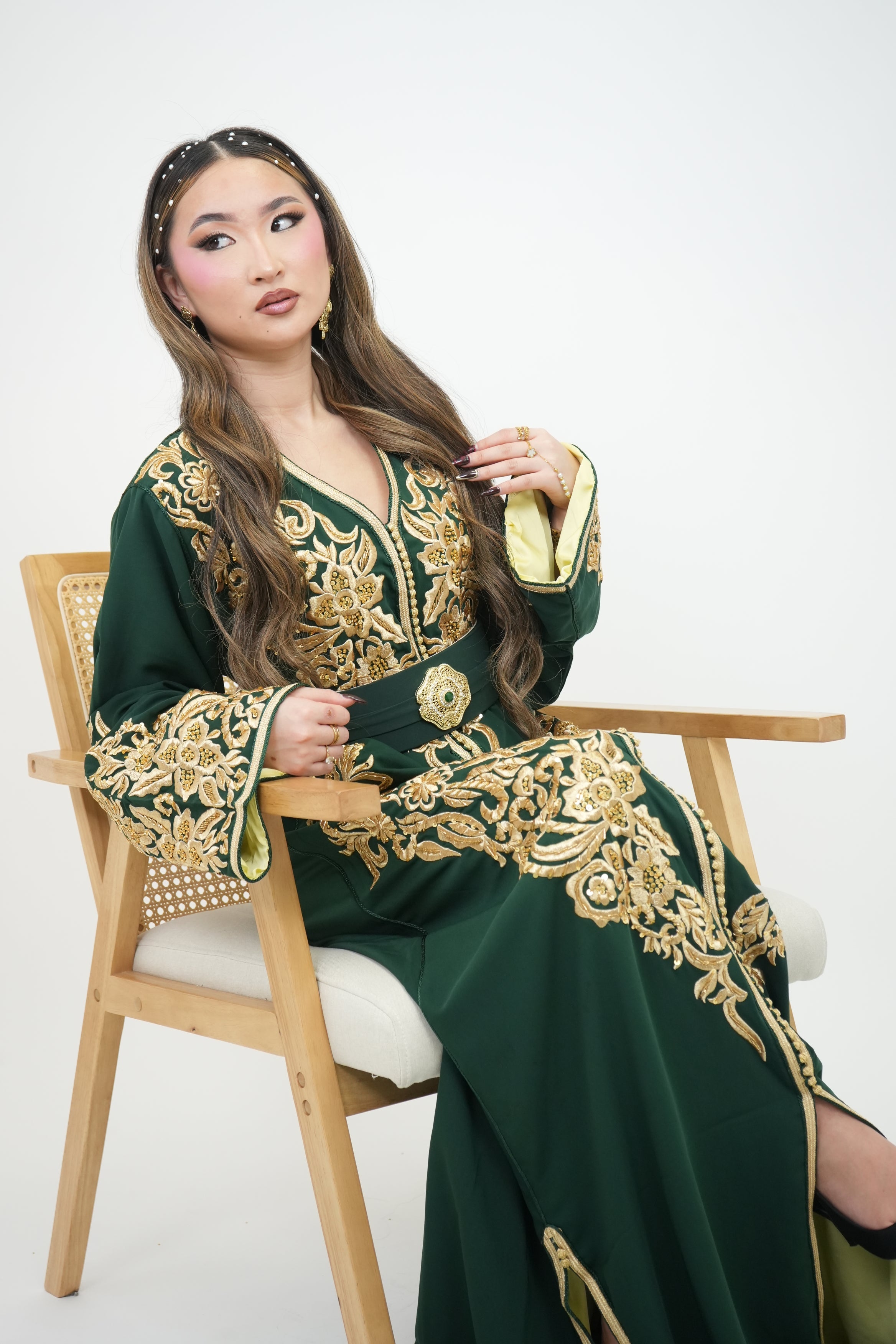 Caftan broderie Rebati vert Royal