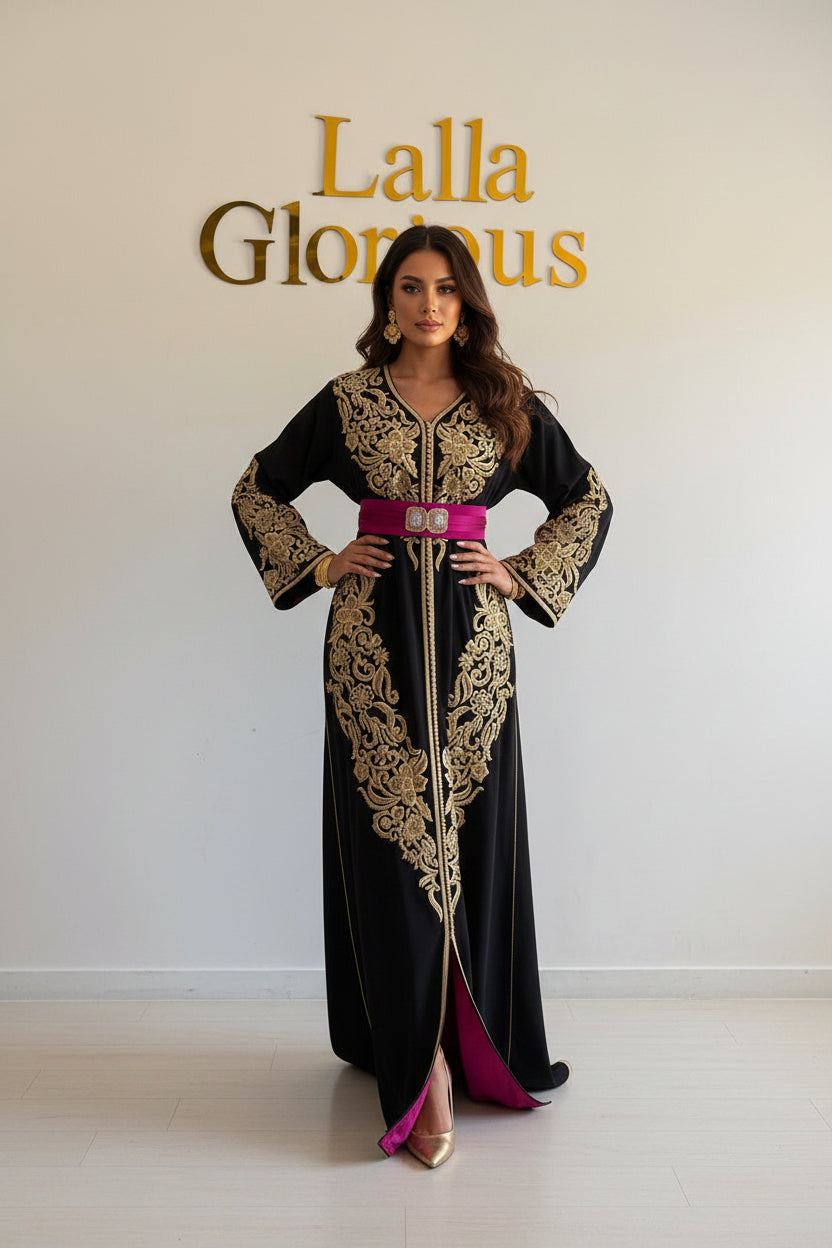 Caftan broderie Rebati noir