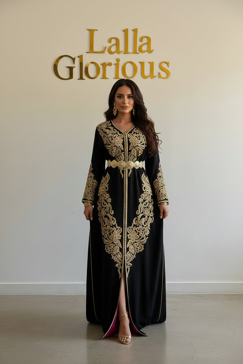 Caftan broderie Rebati noir