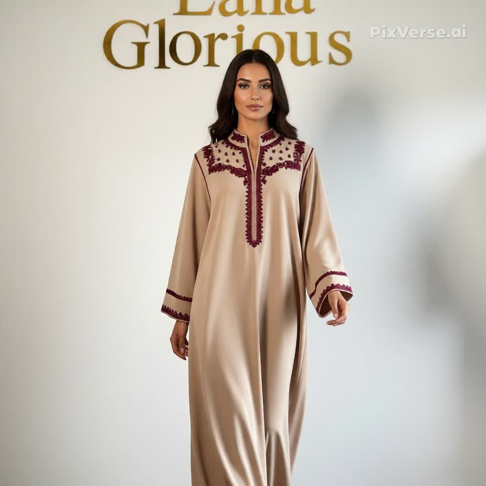 Caftan fleur beige bordeaux