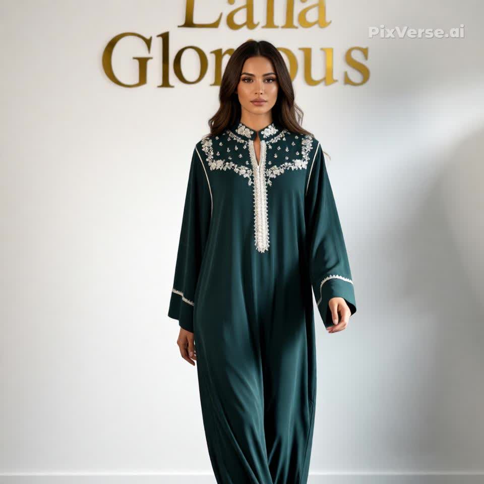 Caftan  Fleur vert royal
