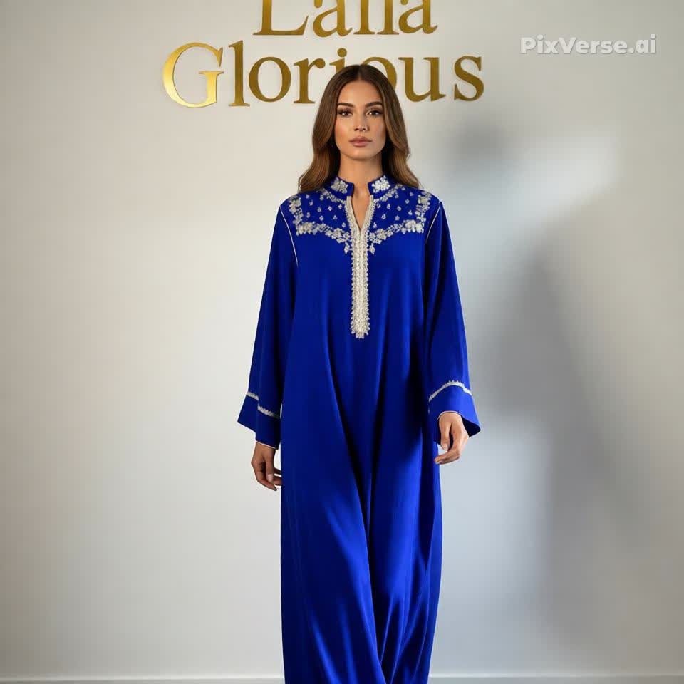 Caftan fleur bleu